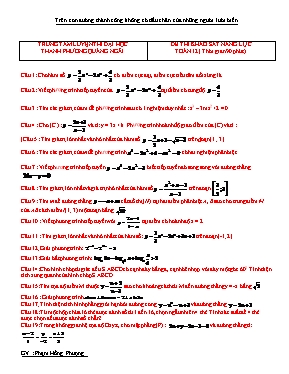 Đề thi khảo sát năng lực Toán 12 - Phạm Hồng Phượng